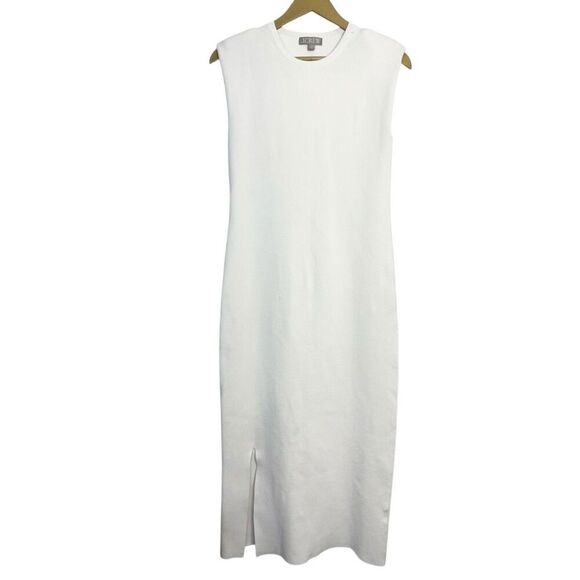J. Crew Sweater Knit Midi Dress Size M Ribbed Front Slit Old Money Quiet Luxury - Picture 4 of 9